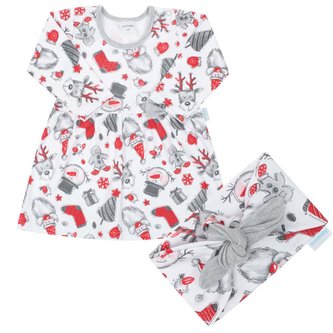 Kojenecké bavlněné šatičky s čelenkou New Baby Christmas - velikost 62 (3-6m)