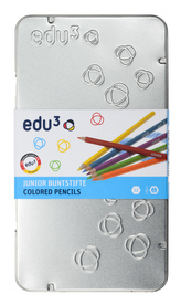 EDU3 Junior šestihranné pastelky, tuha 4 mm, 12 barev v kovové krabičce