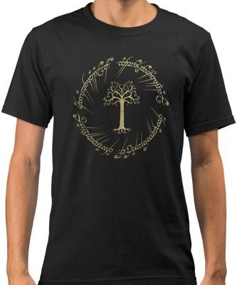Pánské tričko Lord of the Rings|Pán Prstenů: Bílý strom (2XL) černá bavlna