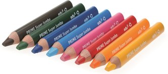 EDU3 Super Jumbo trojhranné pastelky 3v1 ve dřevě K08, tuha 10 mm, 8 barev v papírové krabičce
