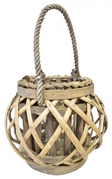 Proutěná lucerna šedá 17x21 cm II. jakost