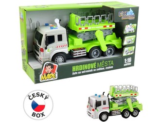 Auto s plošinou na setrvačník, se světlem a zvukem, na baterie,  26 x 10 x 13,5 cm