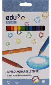 EDU3 Jumbo Aqua trojhranné pastelky, tuha 5 mm, 12 barev v papírové krabičce