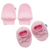 Kojenecký bavlněný set-capáčky a rukavičky New Baby Lovely puntíky - velikost Univerzální