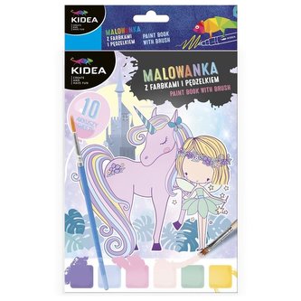 Malowanka z farbkami i pędzelkiem Dinozaury KIDEA