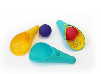 QUUT Cuppi zelená/žlutá + fialový míček - Lopatka se sítkem a míčkem