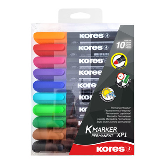 Kores K-MARKER Permanentní popisovač, kulatý hrot 3 mm, mix 10 barev