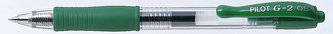 Gelové pero "G-2", zelená, 0,25mm, stiskací mechanismus, PILOT