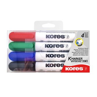 Kores K-MARKER Popisovač na bílé tabule a flip charty, kulatý hrot 3 mm, mix 4 barev