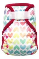 SLEVA  - Svrchní kalhotky (M), bez křidélek - Duhová srdíčka SZ s patentky na SIO