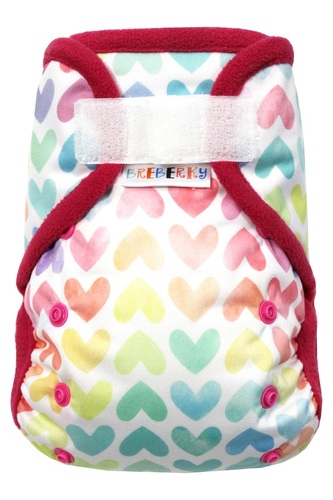 SLEVA  - Svrchní kalhotky (M), bez křidélek - Duhová srdíčka SZ s patentky na SIO