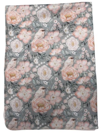 Přebalovací podložka (PUL) - Vrabčák v růžích, světle růžový velur