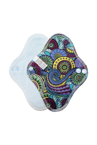 Slipová vložka (PUL) - Květinové mandaly modré, sv. modrý velur (kojenecký plyš)