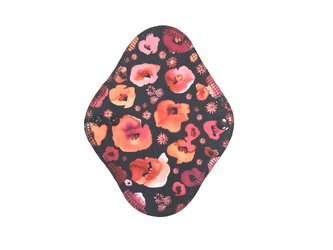 BIO Intimní vložka s GOTS (Biobavlněný úplet) - Makové květy, černé obšití