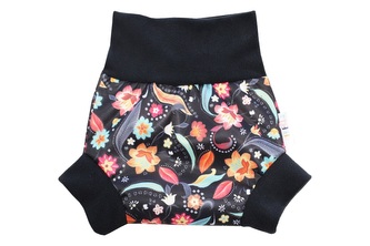 Natahovací svrchní kalhotky PUL - Noční květy__VELIKOST:S (4-7kg)