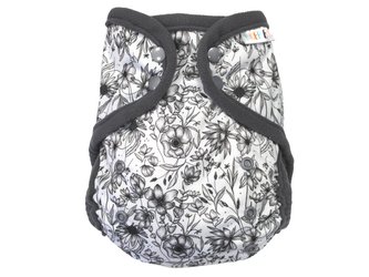 Svrchní kalhotky (M) - Květy black and white PAT