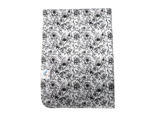 Přebalovací podložka (PUL) - Květy black and white, šedý velur