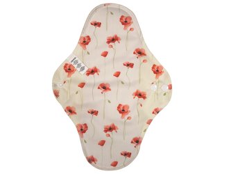 BIO Noční vložka (PUL) - Mák ohníček & přírodní bambusovo-biobavlněné froté