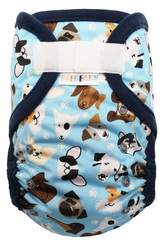 Svrchní kalhotky (XL), bez křidélek - Veselí pejsci SZ, tmavě modrý fleece