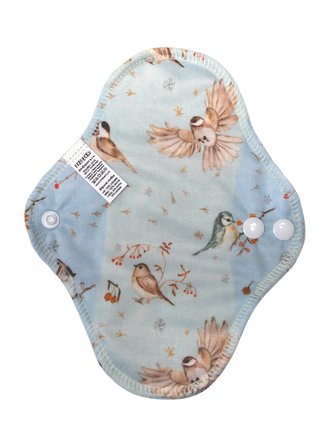 Slipová vložka (PUL) - Ptáčci u jeřabin, sv. modrý velur (kojenecký plyš)