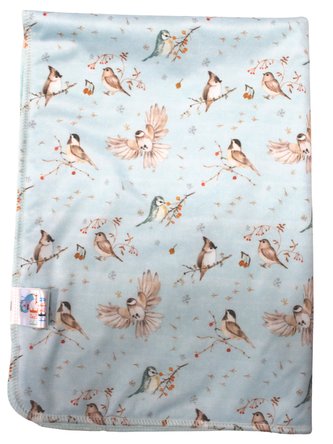 Přebalovací podložka (PUL) - Ptáčci u jeřabin, bledě modrý velur