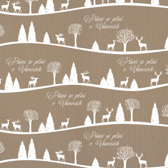 Kraftový vánoční balicí papír - Přání se plní o Vánocích ( 2 XXL archy)