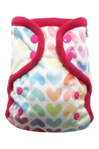 Svrchní kalhotky (S), bez křidélek - Duhová srdíčka PAT