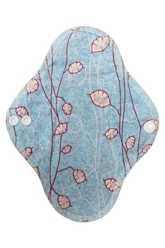 BIO Slipová vložka (Bavlněné froté s PUL) - Stříbrné lístečky na modré (biobavlněný úplet s GOTS)