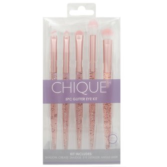 Royal & Langnickel CHIQUE™ 5 PC Chique Eye Set Pink Glitter - Sada kosmetických štětců na oči s růžovými třpytkami - 5ks