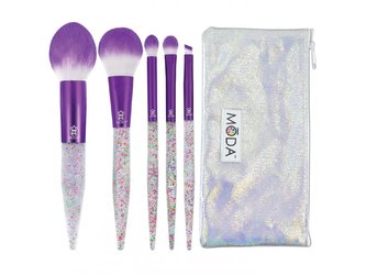 Royal & Langnickel MŌDA GLITTER BOMB 6PC PURPLE COMPLETE SET SADA KOSMETICKÝCH ŠTĚTCŮ NA OBLIČEJ – 6KS