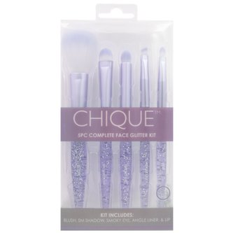 Royal & Langnickel CHIQUE™ 5 PC Chique Complete Face Set Pink Glitter - Sada kosmetických štětců na obličej s růžovými třpytkami - 5ks