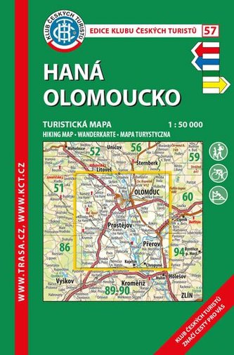 KČT 57 Haná Olomoucko 1:50 000/turistická mapa