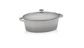 Pekáč litinový oválný s poklicí Calido 35x26 cm světle šedá Pekáč litinový oválný s poklicí Calido 35x26 cm světle šedá