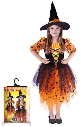 Kostým čarodějnice/Halloween oranž. klobouk (M)