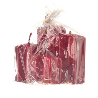 Svíčka adv. válec hvězda perleť červená 4 ks