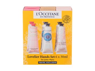 L'Occitane Lovelier Hands krém na ruce Rose Hand Cream 2 x 30 ml + krém na ruce Shea Dry Skin Hand Cream 2 x 30 ml + krém na ruce Cherry Blossom Hand Cream 2 x 30 ml