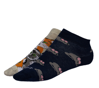 Ponožky nízké Kočka a myš - šedá,modrá - 39-42