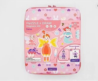 MierEdu Cestovní magnetické puzzle s omalovánkami - víly