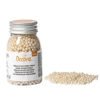 Cukrové zdobení perličky perleťové 4mm 100g - Decora