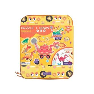 MierEdu Cestovní magnetické puzzle s omalovánkami - bagrosaurus