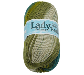 Příze LADY de Luxe - zelená, béžová - 100g / 238 m