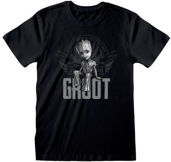 Pánské tričko Guardians of the Galaxy|Strážci galaxie: Groot (XL) černá bavlna