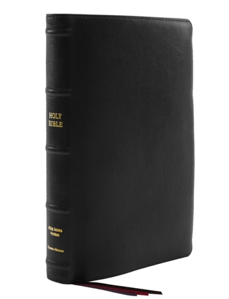 KJV, Thinline Bible, Large Print, Premium Goatskin Leather, Black, Premier Collection, Red Letter, Comfort Print