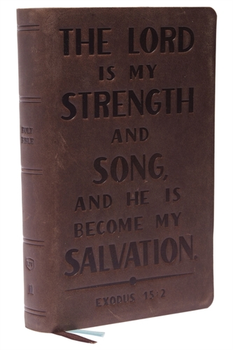 KJV, Personal Size Reference Bible, Verse Art Cover Collection, Genuine Leather, Brown, Red Letter, Thumb Indexed, Comfo