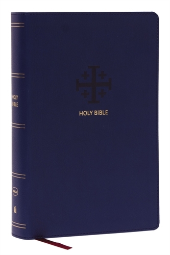 NKJV, End-of-Verse Reference Bible, Personal Size Large Print, Leathersoft, Blue, Red Letter, Thumb Indexed, Comfort Pri