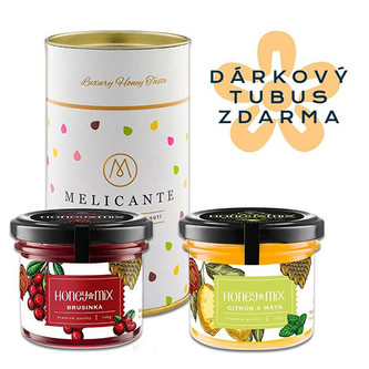HoneyMix Svěží dárkový tubus Brusinka a Citron s mátou 2 x 140 g