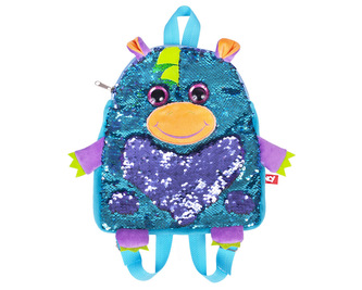 Batoh dráček flitrový modrý 34 cm