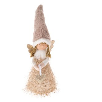 Anděl s pružinou a LED světlem - zlatý, 0/32