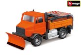 Bburago 1:43 servisní vozidlo Silniční zabezpečení se sněžným pluhem a signalizační deskou