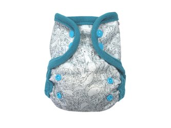 Svrchní kalhotky (S) - Mentolová zvířátka PAT, tyrkysový fleece